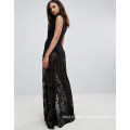 Lace Maxi Dress with Plunge Front